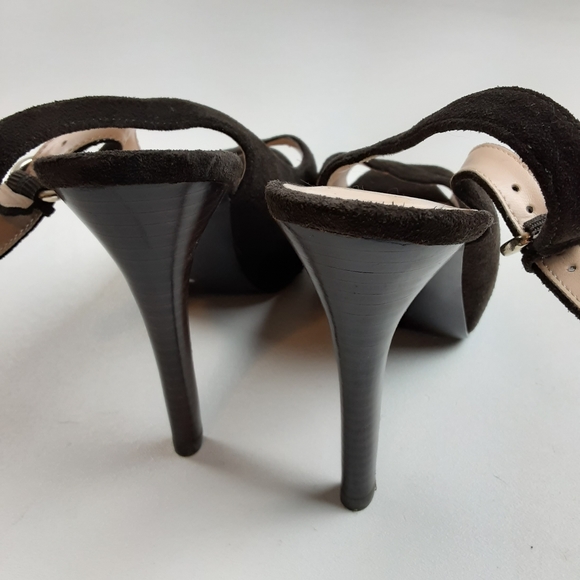 Guess Brown Suede Peep Toe Slingback Heels - Picture 6 of 6